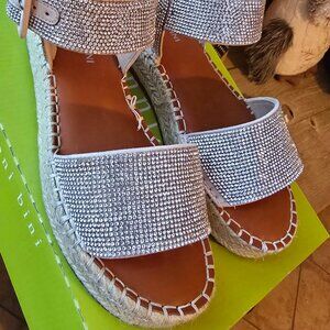 Gianni Bini Silver Rhinestone Espadrilles